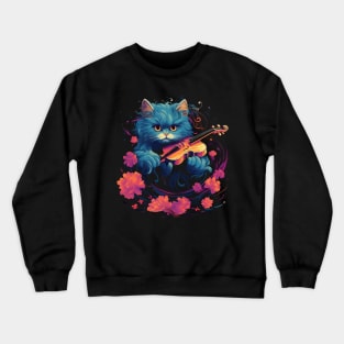 Persian Cat Playing Violin Crewneck Sweatshirt